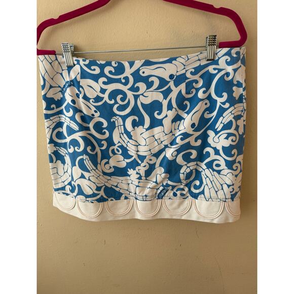 Lilly Pulitzer Blue & White Alligator Print Skirt Skort - Picture 4 of 11